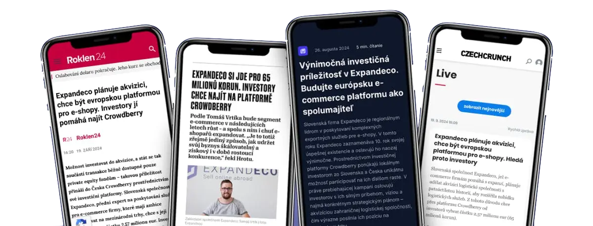 phone screenshots with pr articles about expandeco